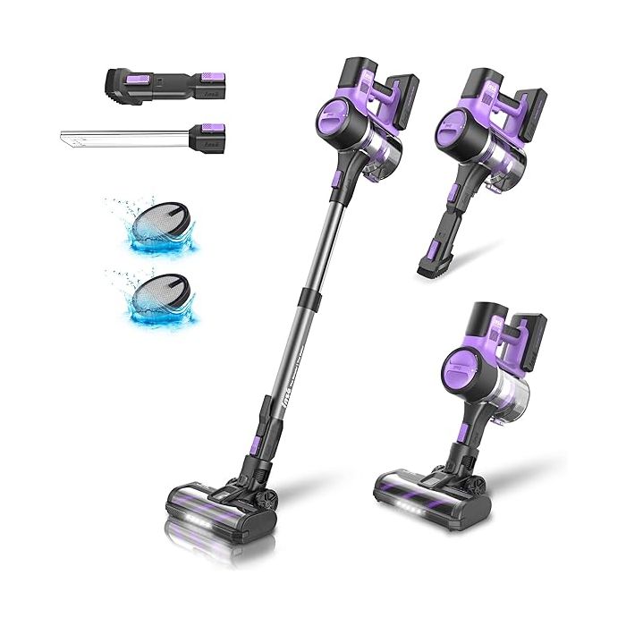 INSE S10 Cordless Vacuum Cleaner: 6-in-1, 26Kpa Suction, 2 Batteries, Up to 100 Min Runtime, Ideal for Home Cleaning, Lightweight, Hard Floor, Pet Hair.