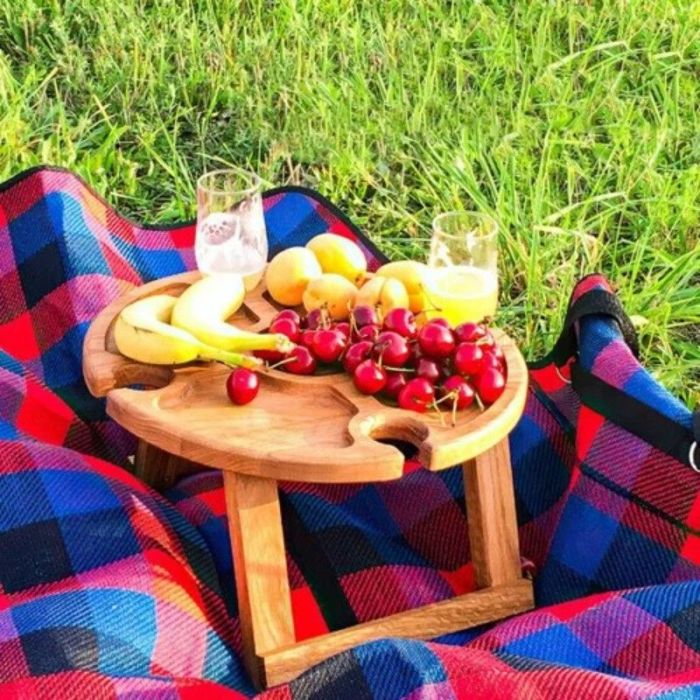  Folding Picnic Table-With Glass Holder