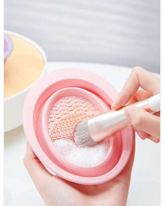 Silicone Collapsible Makeup Brushes Cleaning Bowl Makeup Brush Cleaning Mat Portable Cosmetic Brush Makeup Sponge Cleaner