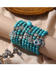  Cross Women's Beaded Bracelet Turquoise Ethnic Style Bracelet