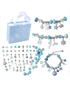 63-in-1 Children's DIY Crystal Retro Bracelet (Blue)