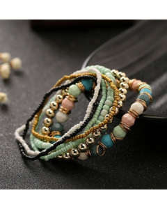 Four Seasons Bohemian Multi-Layered Beaded Women's Elastic Bracelet 