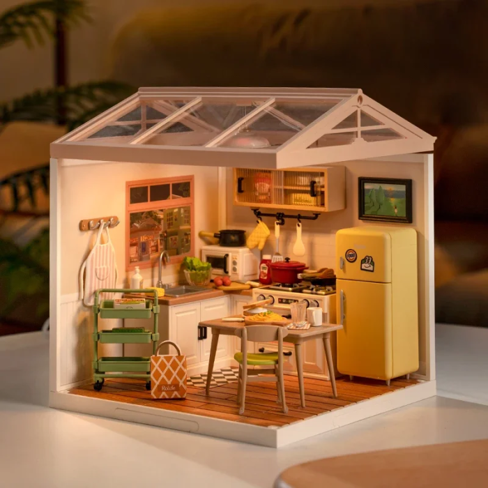 Robotime Rolife 3D Puzzle Model Super Store Series Happy Meals Kitchen Plastic DIY Miniature House Kit Building Blocks Kits