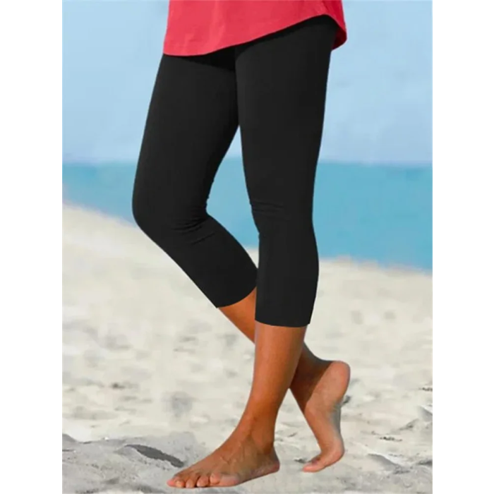Wisherryy Soft Solid Comfy Cropped Leggings