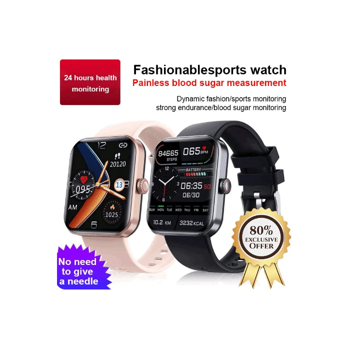 Bluetooth Fashion Watch with 24 Language Support, 24/7 Heart Rate and Blood Pressure Monitoring. Free Shipping when Buying 2.