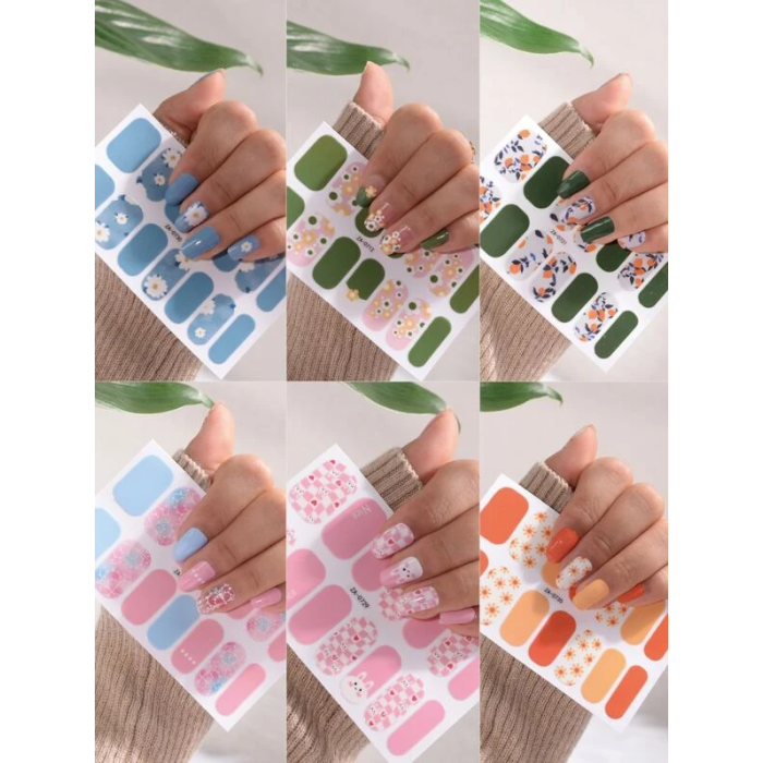 6sheets Floral Print Nail Art Sticker & 3pcs Nail File