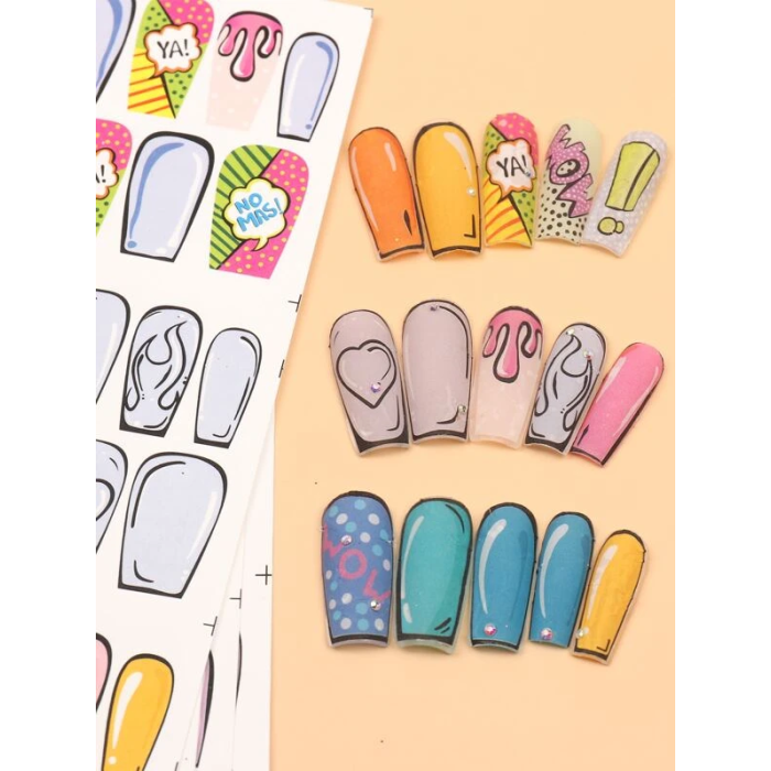 12sheets Comic Letter Graphic Nail Water Decal