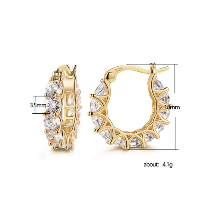 Cao Shi fashion ins wind earrings female French full of zircon lace earrings U-shaped ear ring