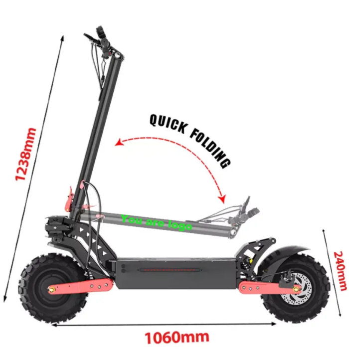 Powerful High Power 11 inch 120 km long distance adult 2000W dual motor off road electric scooter