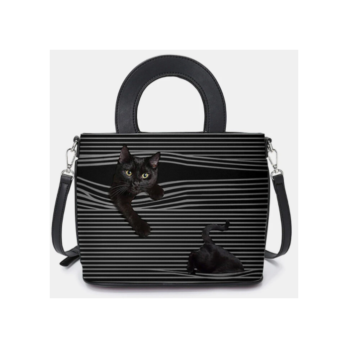 Women Cat Striped Handbag Crossbody Bag Shoulder Bag Satchel Bag