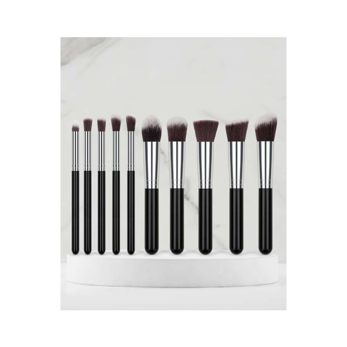 White Classic 10pcs/set 5 Large And 5 Small Makeup Brushes Including Eyeshadow Brush And Concealer Brush, Portable Makeup Brush Set Beauty Tools