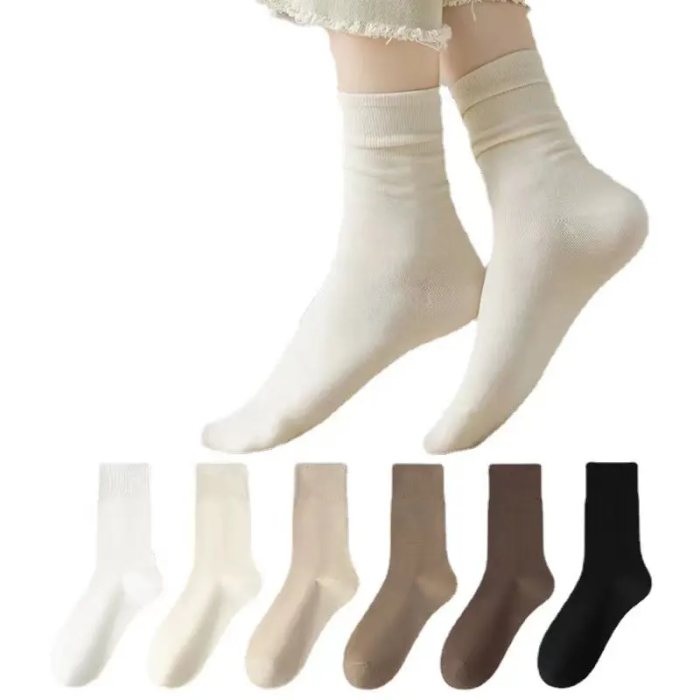 A027 Solid CREW Comfortable Regular Women socks