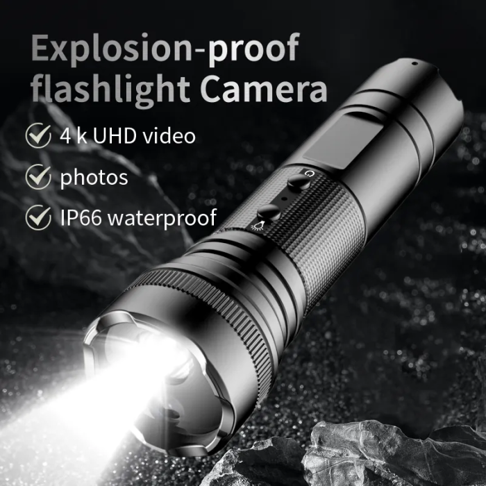 New 4K video flashlight recorder outdoor adventure LED light waterproof sports camera helmet camera