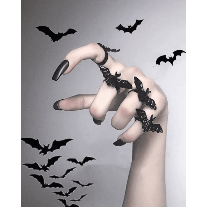 [Halloween Sale]1pc Halloween Gothic Bat Shaped Adjustable Ring