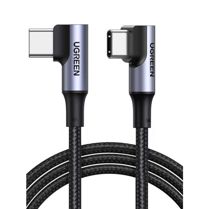 UGREEN 100W USBC to USBC Cable 90 Degree Type C Cable for iPhone 15/15 Plus/15 Pro/15 Pro Max/MacBook Pro 2022/iPad Pro 2022/Elitebook/Dell XPS/Galaxy S23/S22/Z Fold, Pixel, Switch, etc. 3.3FT