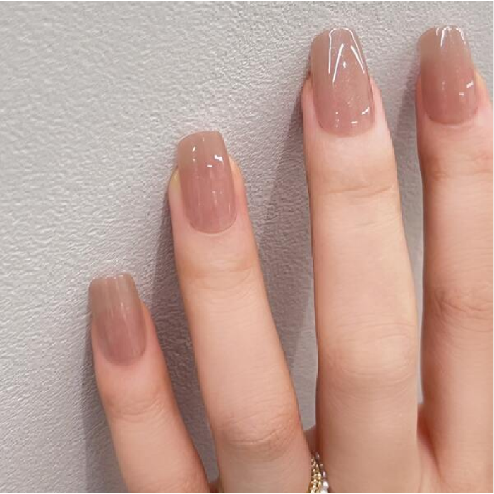 Get Glamorous with 24pcs Long Square Nude Jelly Ombre Fake Nail & 1sheet Tape & 1pc Nail File