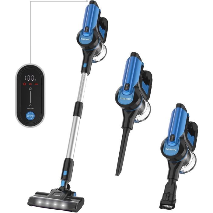 INSE S8 Portable Stick Vacuum Cleaner: 28Kpa, 300W, LED Display, Ideal for Home Cleaning (Hard Floor, Carpet, Pet Hair) in Blue.