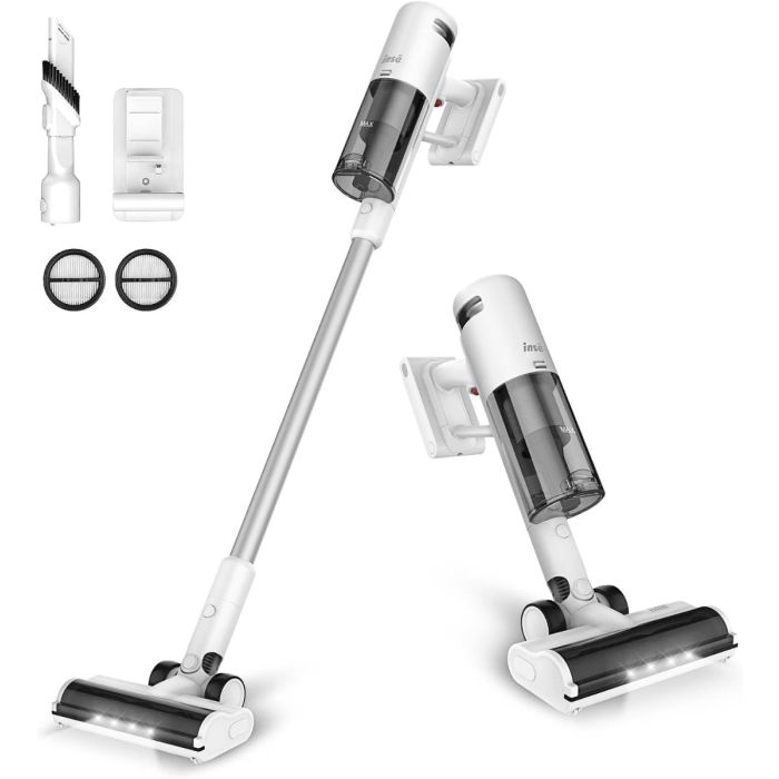 INSE V120 Cordless Vacuum Cleaner: 30kPa Power, 6-in-1, LED Display, 60 Min Runtime, 450W Brushless Motor, for Hardwood Floor, Carpet, Pet Hair, with Wall Mount.