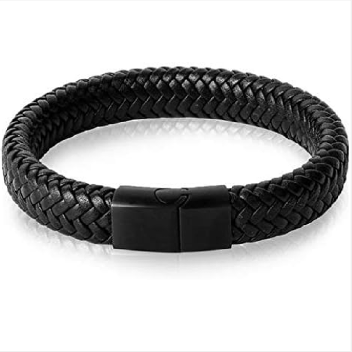 Men's Bracelet Genuine Leather Bracelet With Steel Clasp