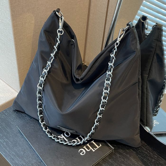 L0121 Jiomay Women Pu Leather Tote Bags 2023 Chain Purses And Handbags Female Shopper Black Casual Large Capacity Shoulder Bag