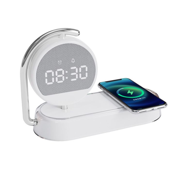 Desktop clock alarm clock wireless charging night light table lamp mobile phone headset three-in-one wireless charger