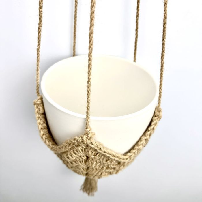 Cross-border Amazon woven hemp rope hanging basket creative gardening flowerpot net bag hanging tassel bohemian belt hook