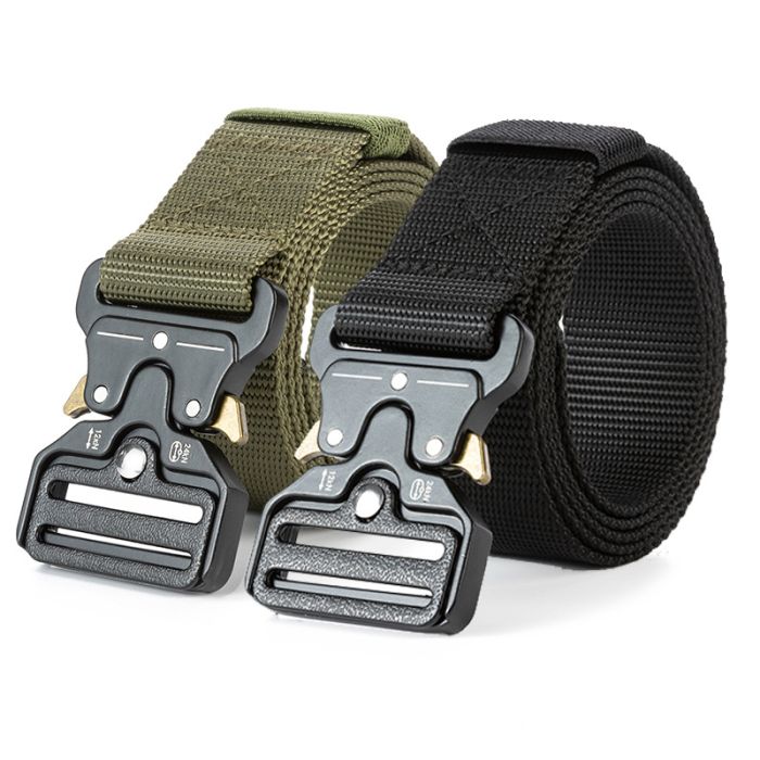 Mulit colors quick release zinc alloy buckle nylon webbing convenient durable men with outer pocket training tactical belt