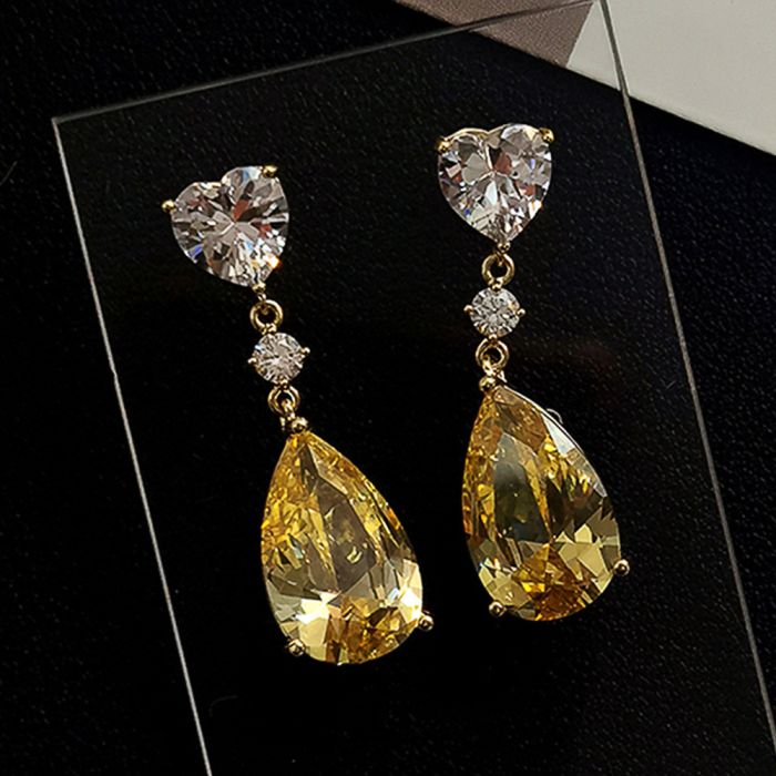pear-shaped earrings light and luxurious design sense earrings water drop zircon women's ear accessories