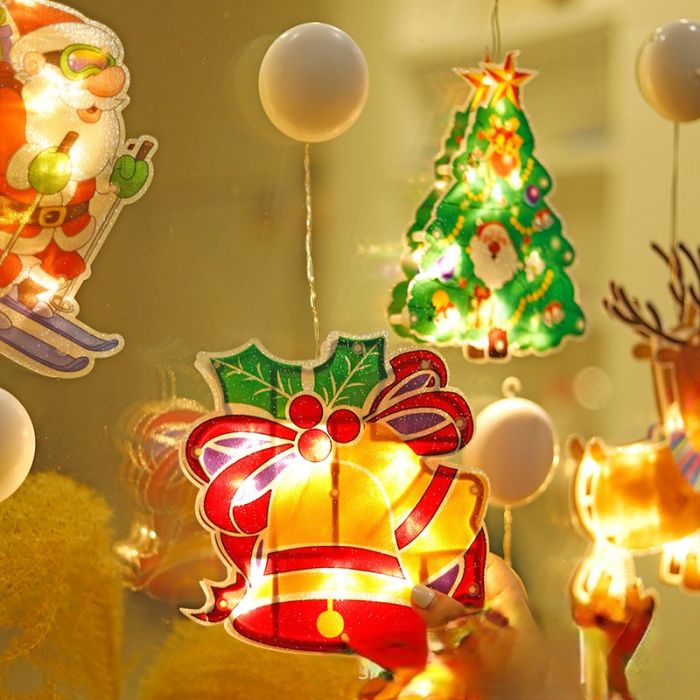 LED Christmas decoration lights Santa Claus snowman shape window suction cup lights