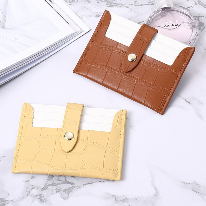 Custom Luxury Card Holder For Women Simple PU Leather Business Card Holder Lady Hasp Small Coin Purse Wallet Credit ID Card Bags