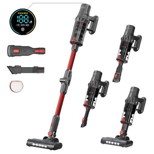 JIGOO C500 Cordless Vacuum Cleaner, 33KPa Suction, 500W Motor, Smart Dust Sensor, 1.2L Dust Cup, 5-Stage Filtration, Up to 60 Mins Runtime, 8x2200mAh
