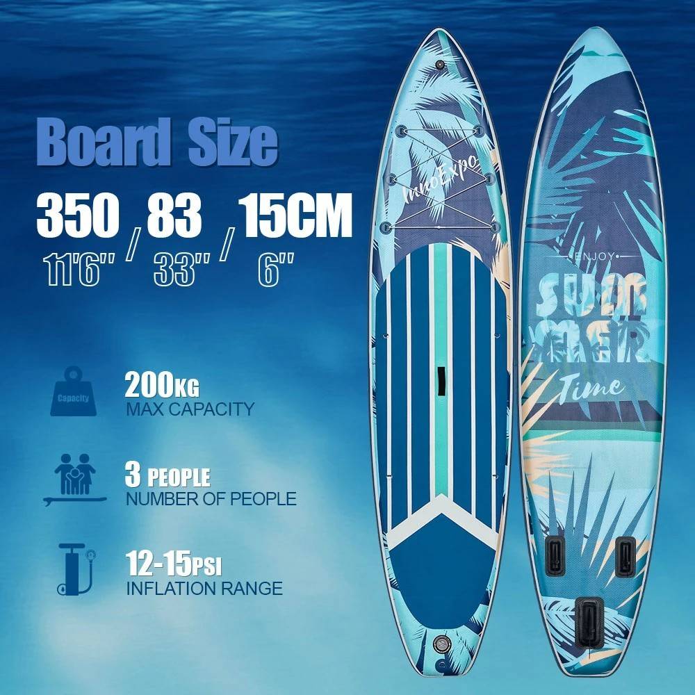 [EU Direct] InnoExpo 350*83*15CM Inflatable Stand Up Paddle Board with Seat, Longer 200kg Max Load Stable ISUP, Complete Accessories Set with Dual-Pur