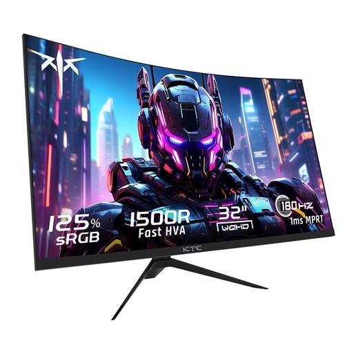 KTC H32S17 32 inch 1500R Curved Gaming Monitor 2560x1440 QHD 180Hz 16:9 ELED 99% sRGB HDR10 1ms MPRT Response Time Low-blue Compatible with FreeSync a