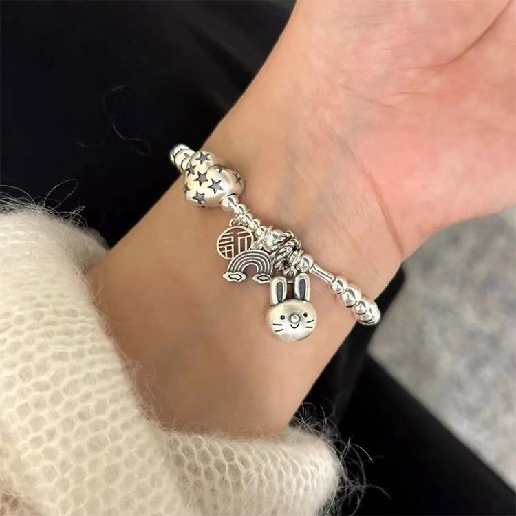 925 Sterling Silver Retro Open Bracelet Handpiece6