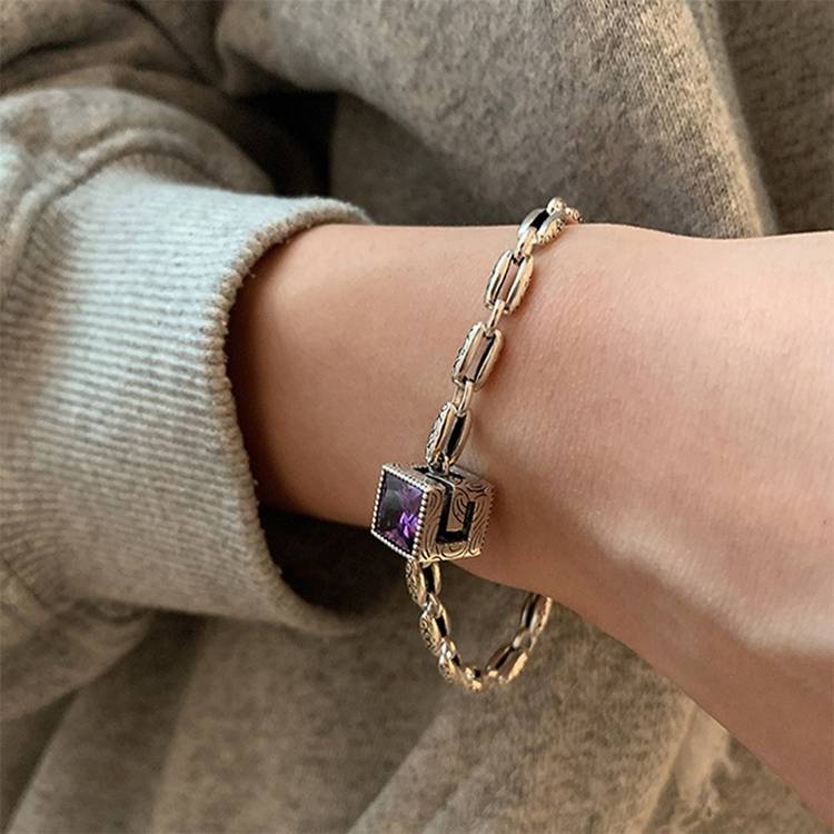 925 Sterling Silver Retro Open Bracelet Handpiece25