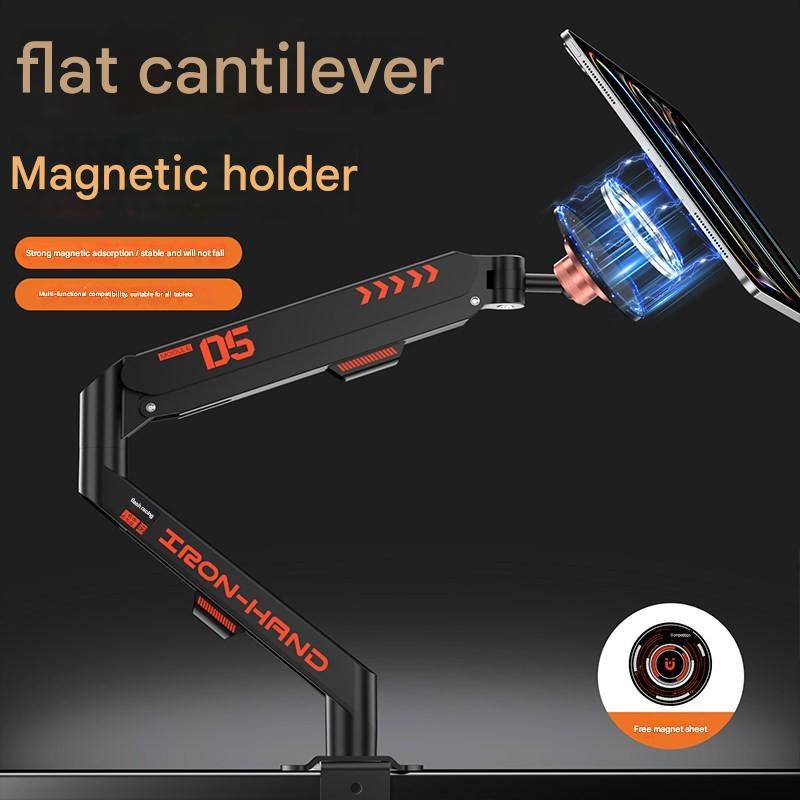MagSafe Magnetic iPad Stand, Aluminum Desk Clamp Tablet Holder with Adjustable Height Angle for Gaming, Live Streaming & Office