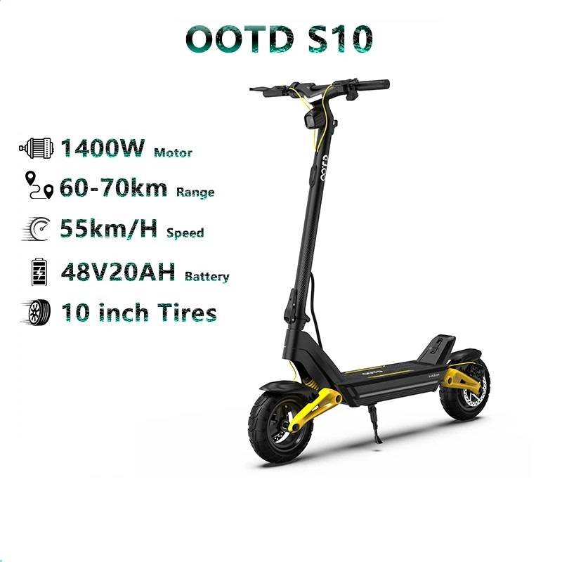 OOTD S10 Electric Scooter 1400W Motor 48V20AH Support APP Speed 55km/H 10 inch Highway Tire Adult Commuter Fold E-Scooter