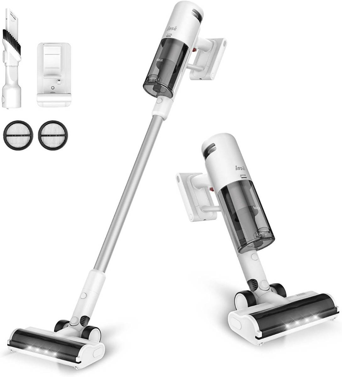 INSE V120 Cordless Vacuum Cleaner: 30kPa Power, 6-in-1, LED Display, 60 Min Runtime, 450W Brushless Motor, for Hardwood Floor, Carpet, Pet Hair, with