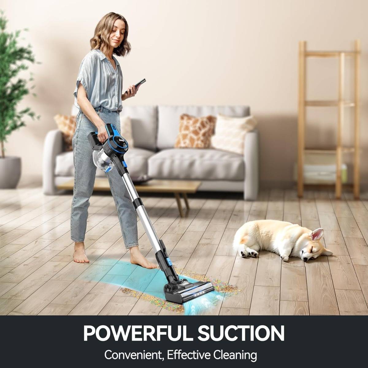 INSE N5T Cordless Vacuum Cleaner: Powerful, 6-in-1, 45 Min Runtime, Home &amp; Pet