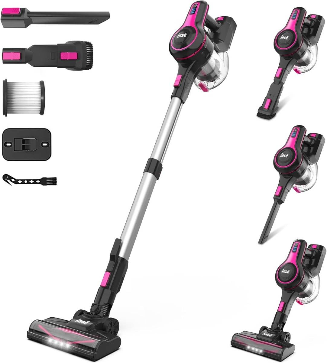INSE N5T Cordless Vacuum Cleaner, 6-in-1 Rechargeable Stick Vacuum, Powerful Lightweight Cordless Vacuum Cleaner, Up to 45 Mins Runtime