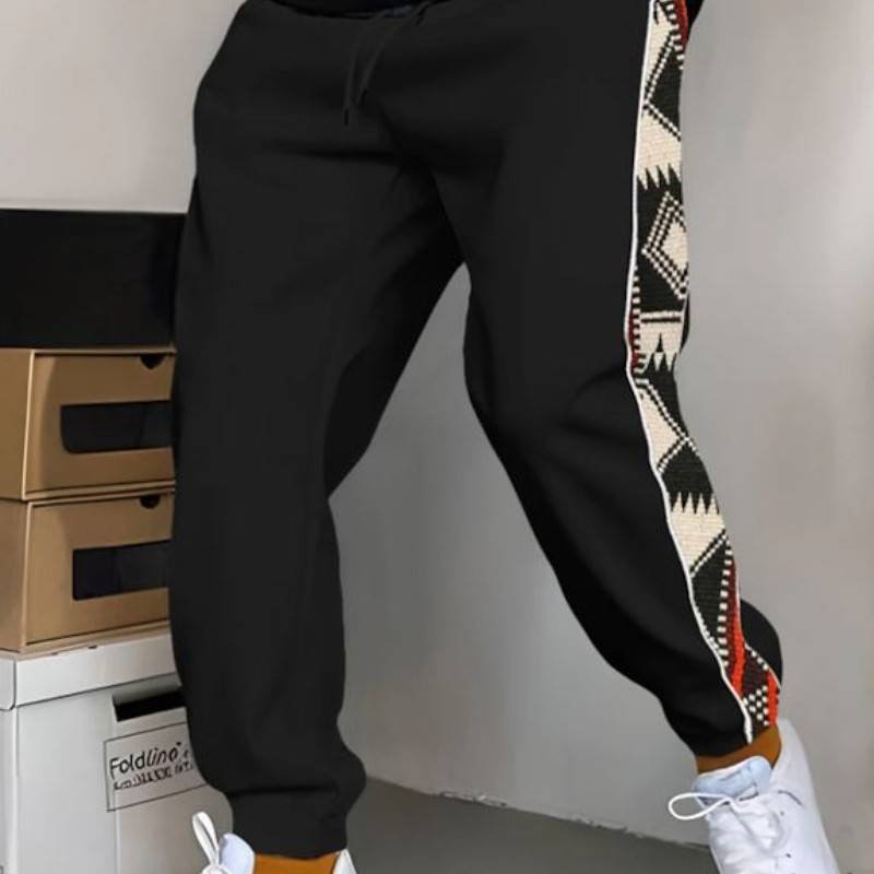 Men&#039;s Patchwork Drawstring Sweatpants-1