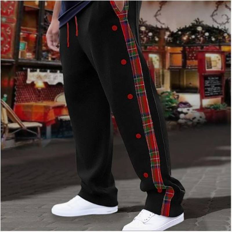Men&#039;s Sweatpants Joggers Trousers Plaid Color Block Deer Patchwork Drawstring Elastic Waist Comfort Breathable Christmas Xmas Sports Fashion