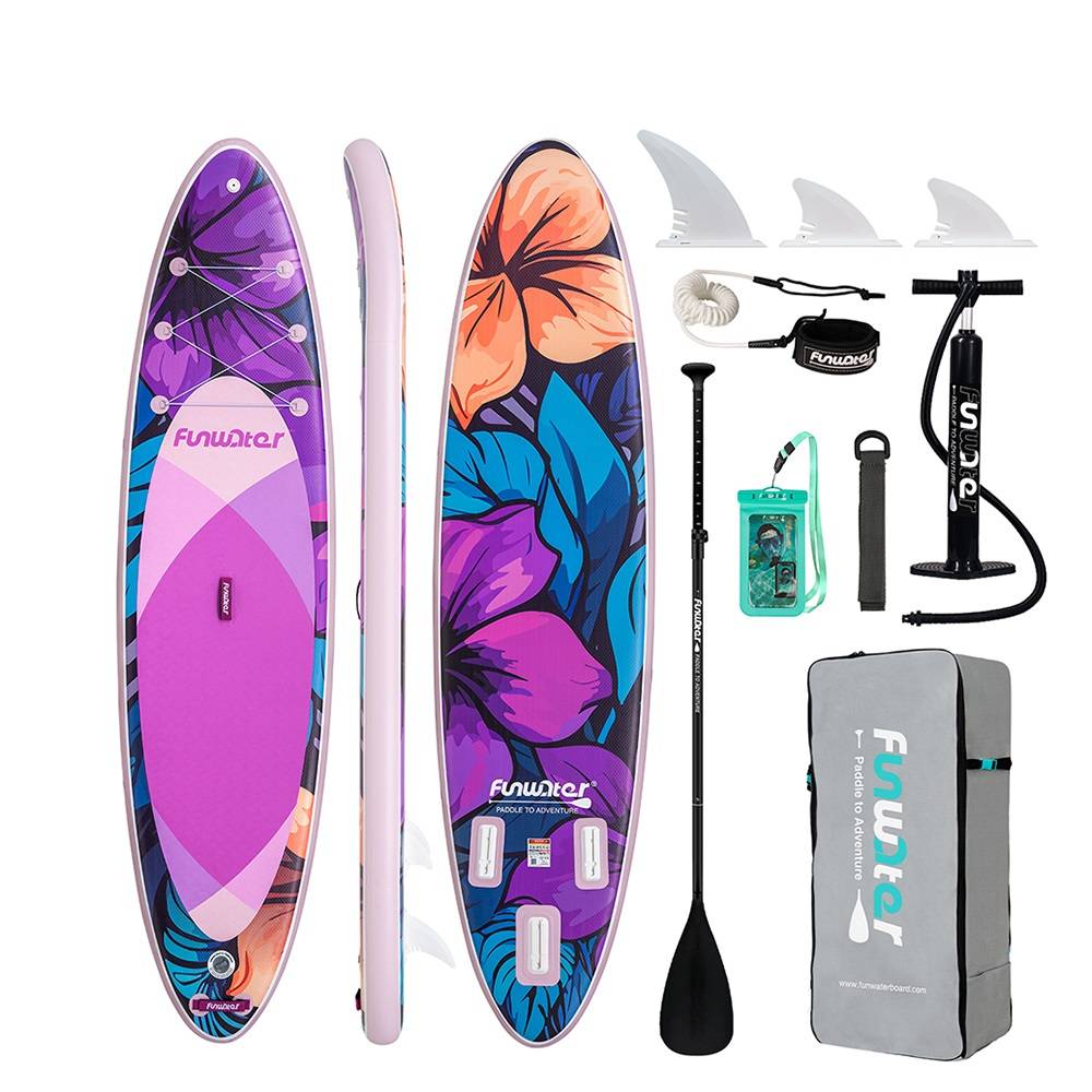 [EU Direct]FunWater 335cm Inflatable Stand Up Paddle Board Large Size for All Skill Levels Complete Accessories with Adjustable Paddle Pump ISUP Trave