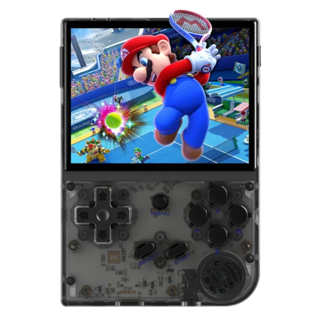 2024 Version ANBERNIC RG35XX+ Gaming Handheld, 64GB TF Card with 5000+ Games, 3.5 Inch IPS Screen, Linux System, 7 Hours of Playtime-Black-64G