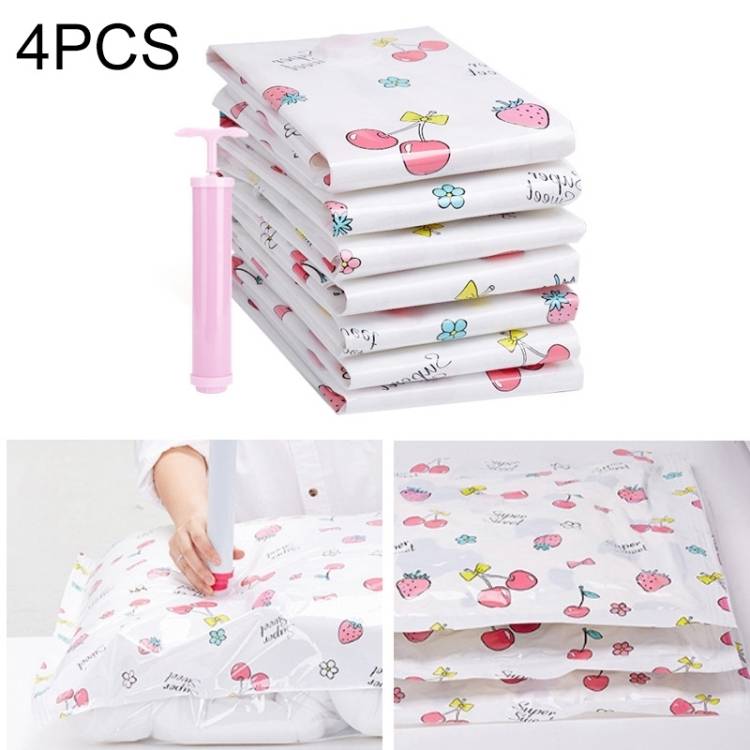 4 explosion-proof thickened vacuum compression bags for clothing, storage bags, and hand pumps for delivery