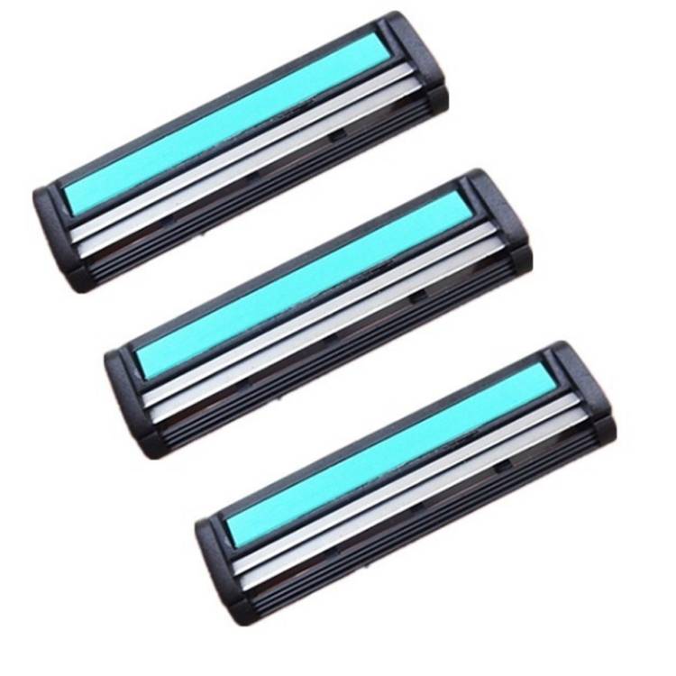 8 classic double-layer blades for men&#039;s manual razors (color: black + blue)