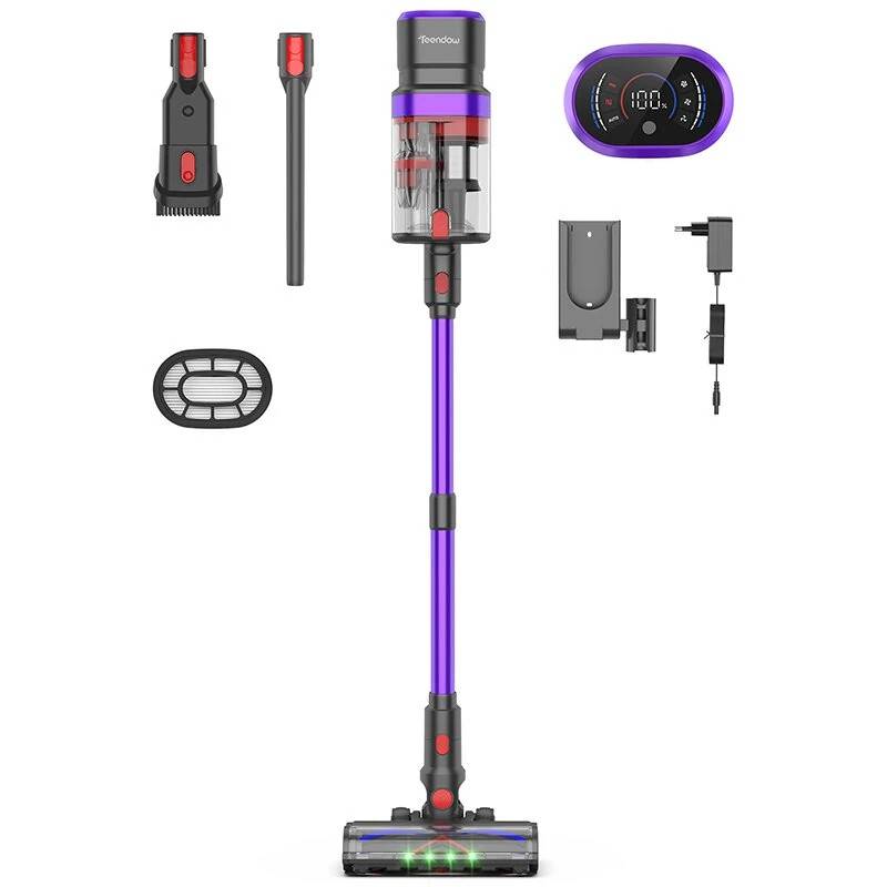 [EU Direct] Teendow V20 Cordless Vacuum Cleaner 500W Brushless Motor 40kPa Strong Suction Dual Dust Chamber LED Display UV Green Light For Pet Hair Ha