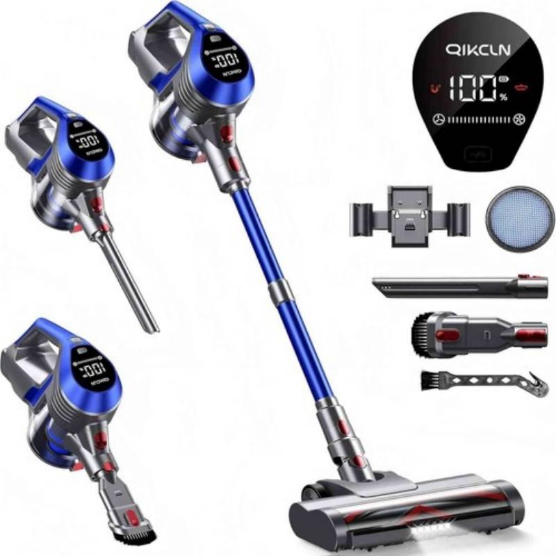 MOOSOO AC1 Cordless Stick Vacuum Cleaner, 28000Pa Suction, 40-Min Runtime, 120W Brushless Motor, 800ml Dust Cup, LED Display, Charging Dock & 5-St