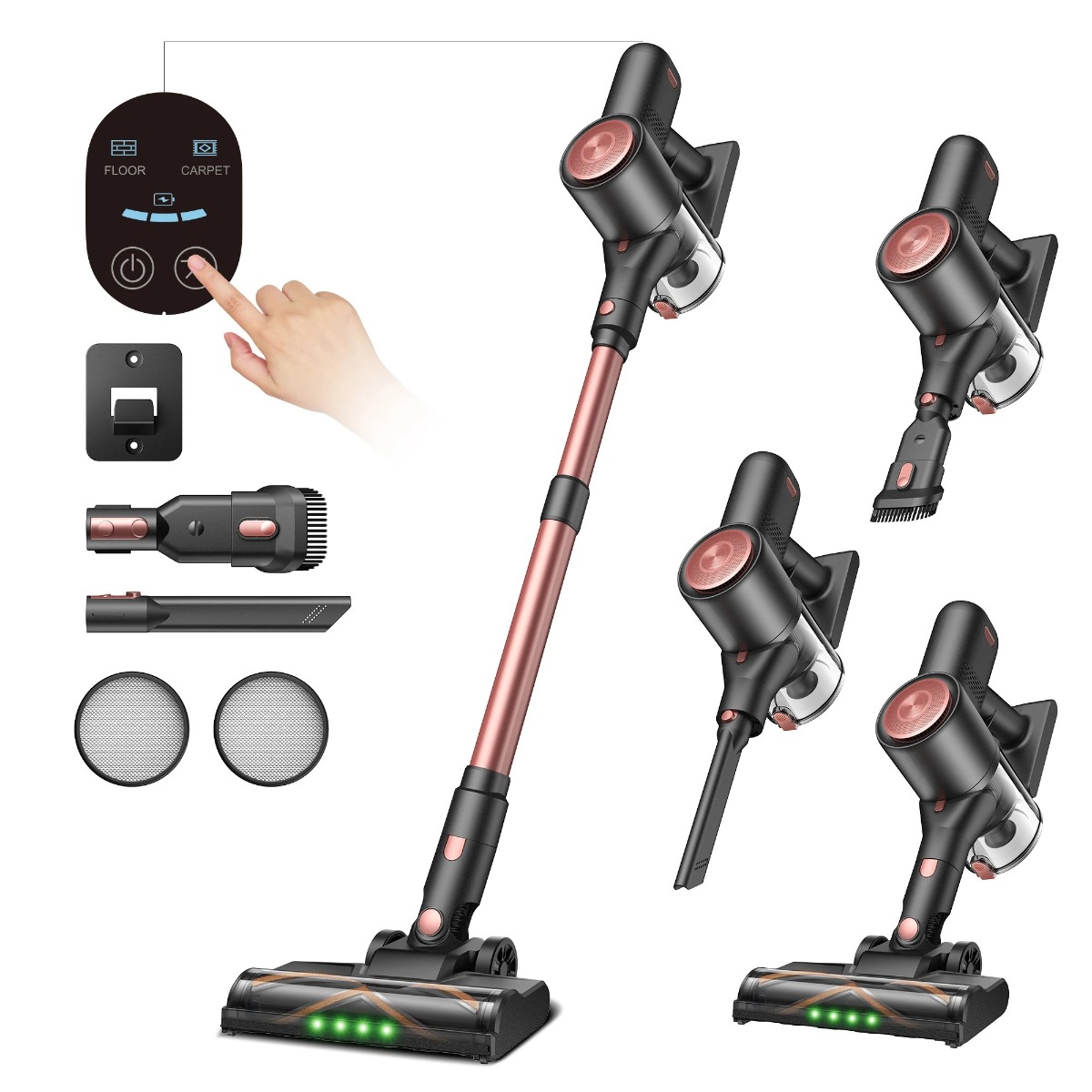 Vactidy V10 Pro Cordless Stick Vacuum Cleaner 45KPa Strong Suction 45 Mins Runtime Lightweight LED Display 5 HEPA Filters