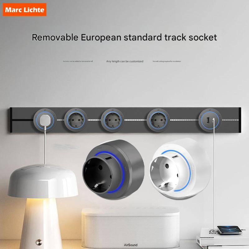 European Standard Track Socket Household Movable Power Slide Rail Power Strip Surface Mounted